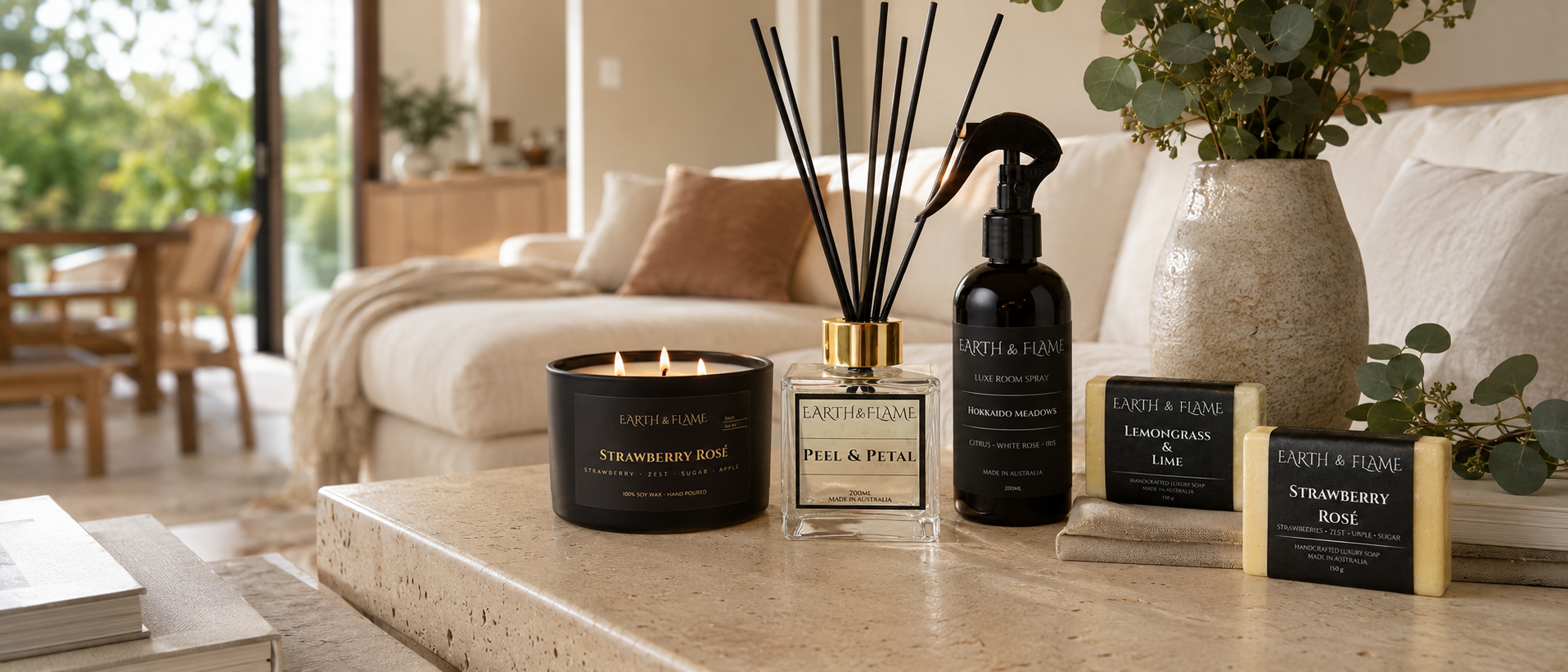 Earth & Flame luxury home fragrance products